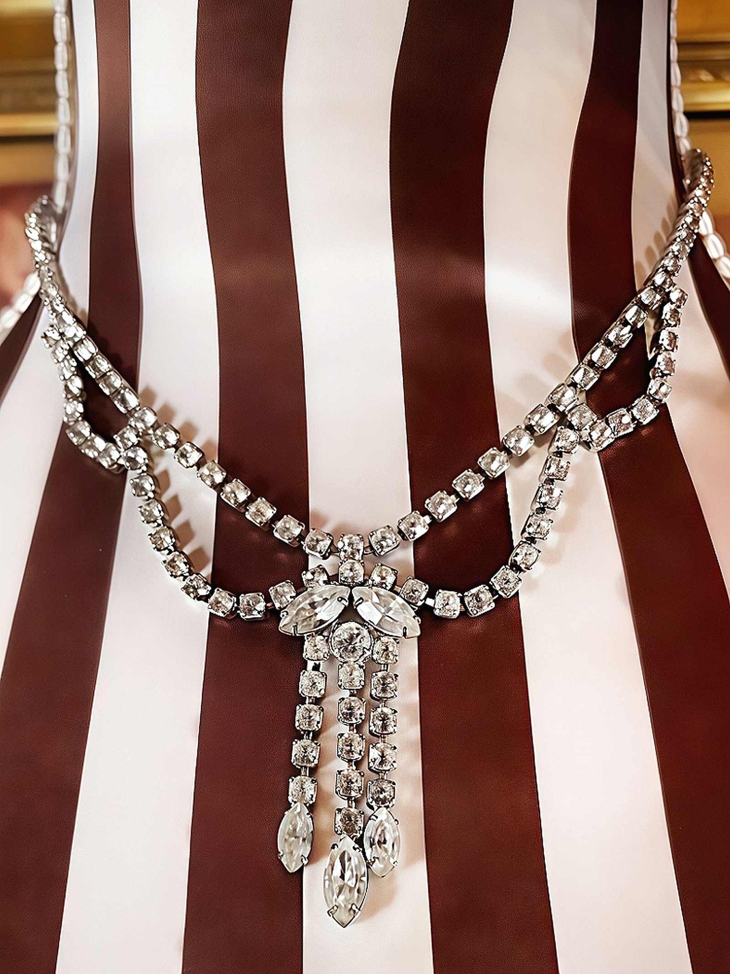 Vintage Rhinestone Necklace Choker 16" 1950s Clear Glass Diamante - Mid-Century