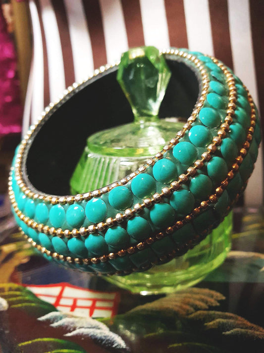 Vintage Turquoise Boho Bangle Bracelet Ceramic Bohemian 1970s