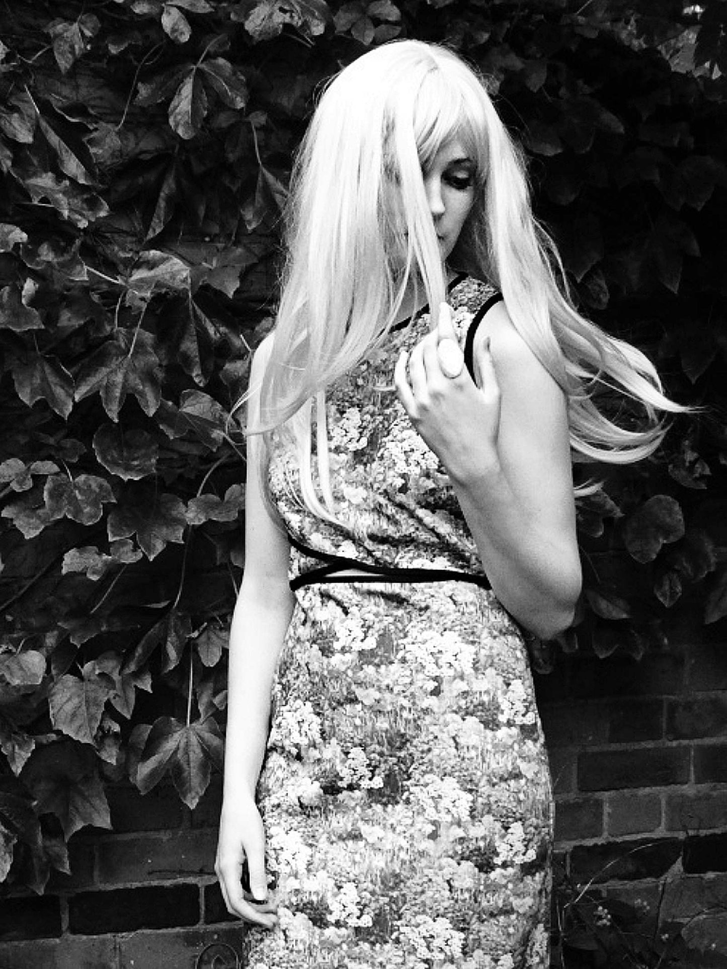 Vintage Floral Cut Out Dress 1970s Retro Flower Midi Sleeveless- Size 14