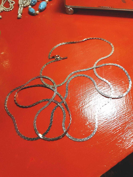 1980s Vintage White Gold Chain Necklace Long Retro 18ct Plated
