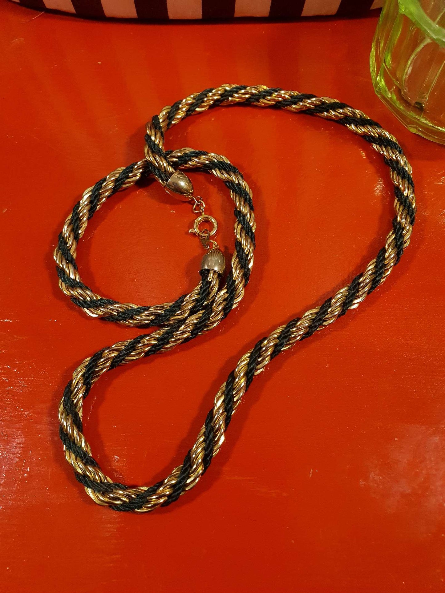 Vintage 1980s Rope Necklace 25" Gold Tone