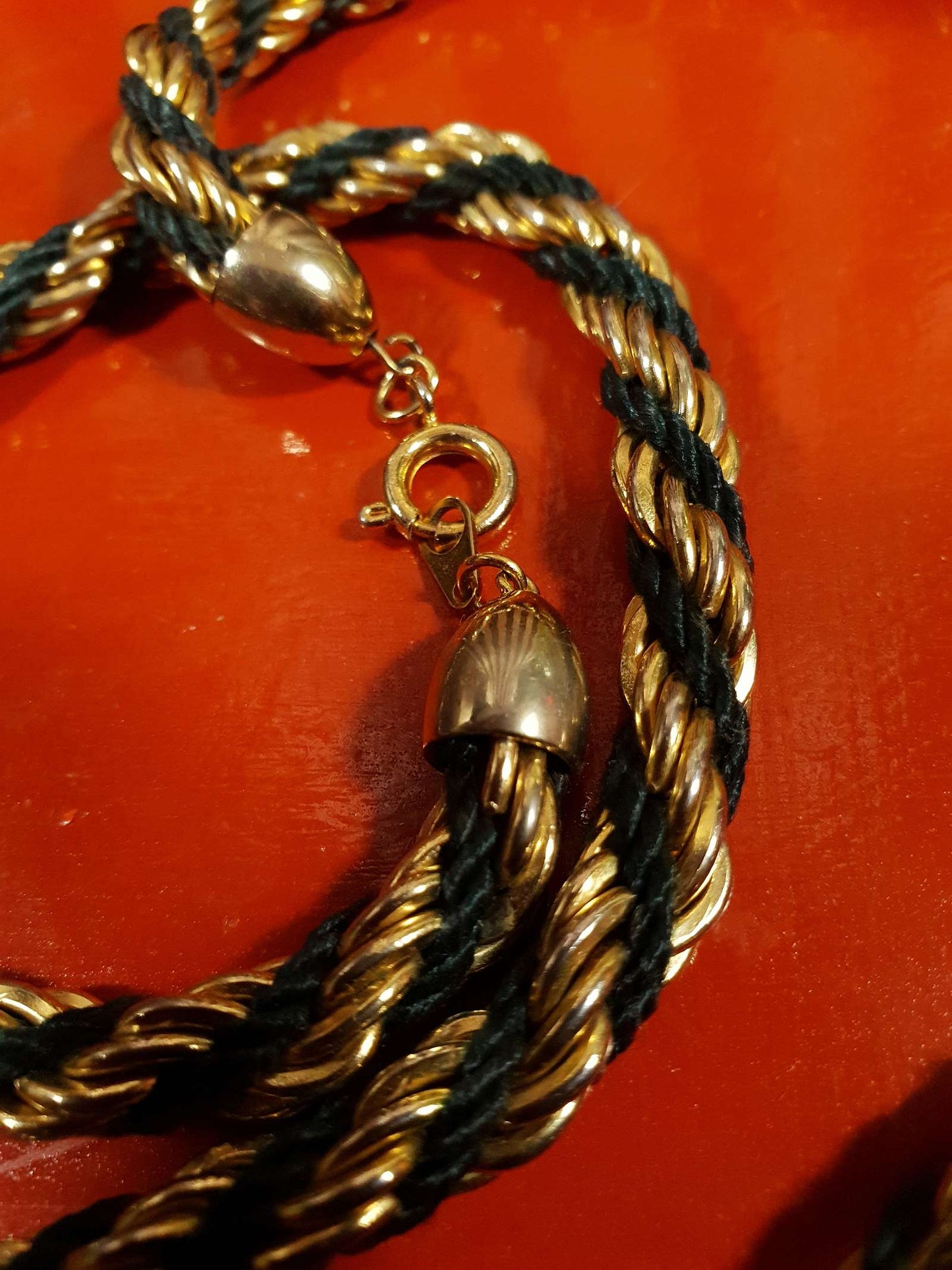 Vintage 1980s Rope Necklace 25" Gold Tone