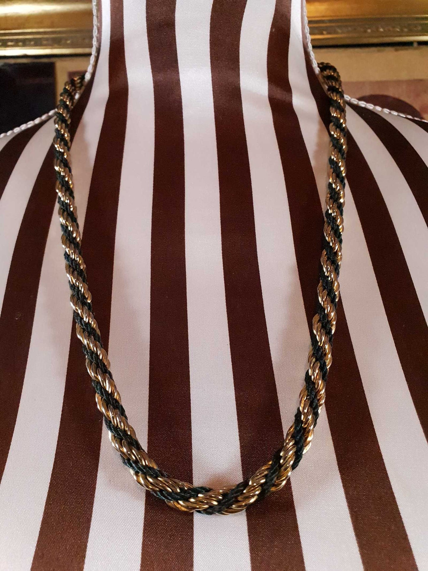 Vintage 1980s Rope Necklace 25" Gold Tone