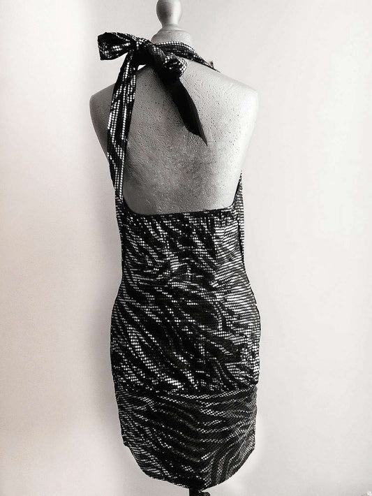 Vintage 1980s Zebra Print Mini Dress Party Evening Retro - Size 10