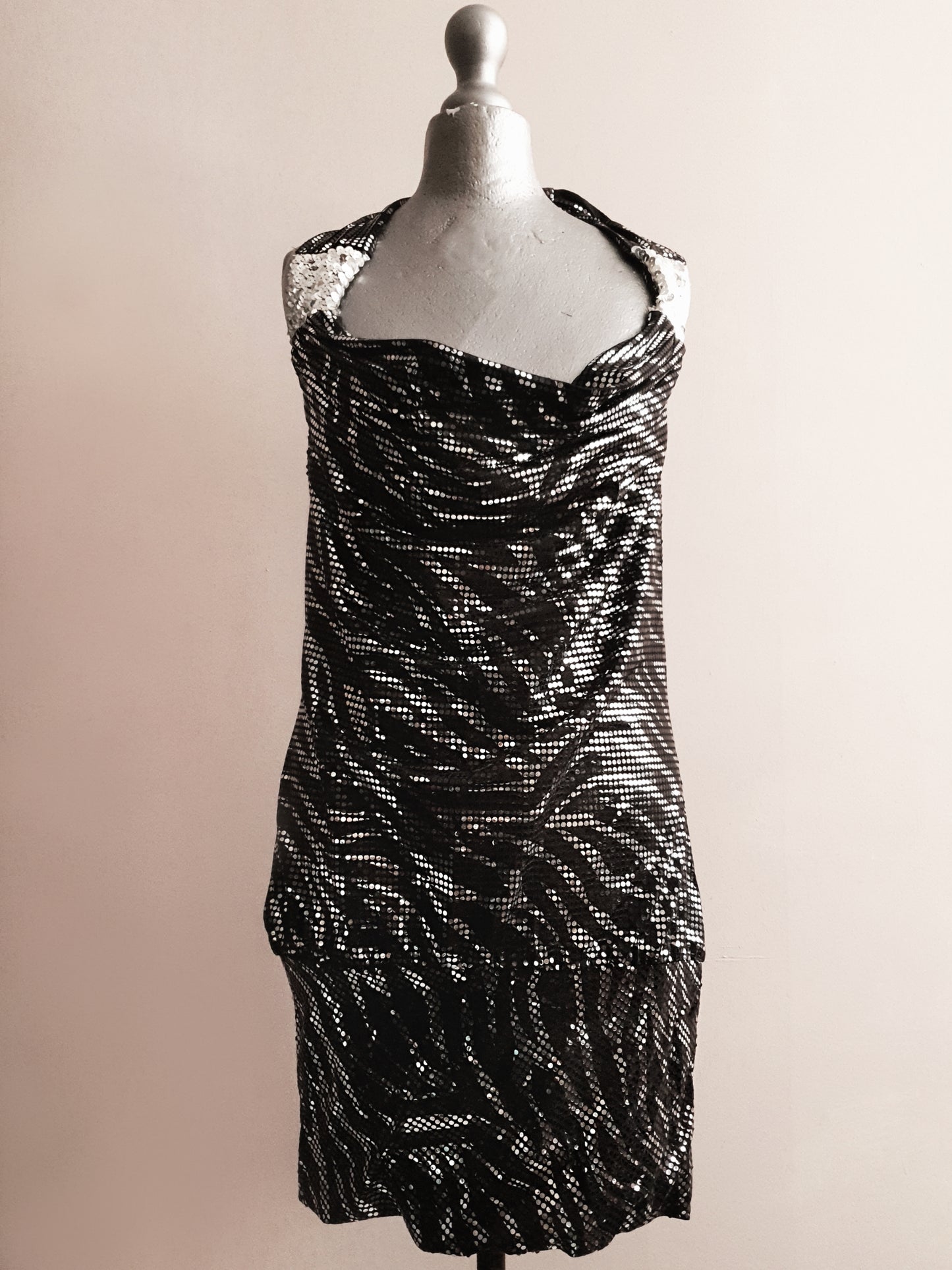 1980s Sparkly Zebra Print Dress - Size 10