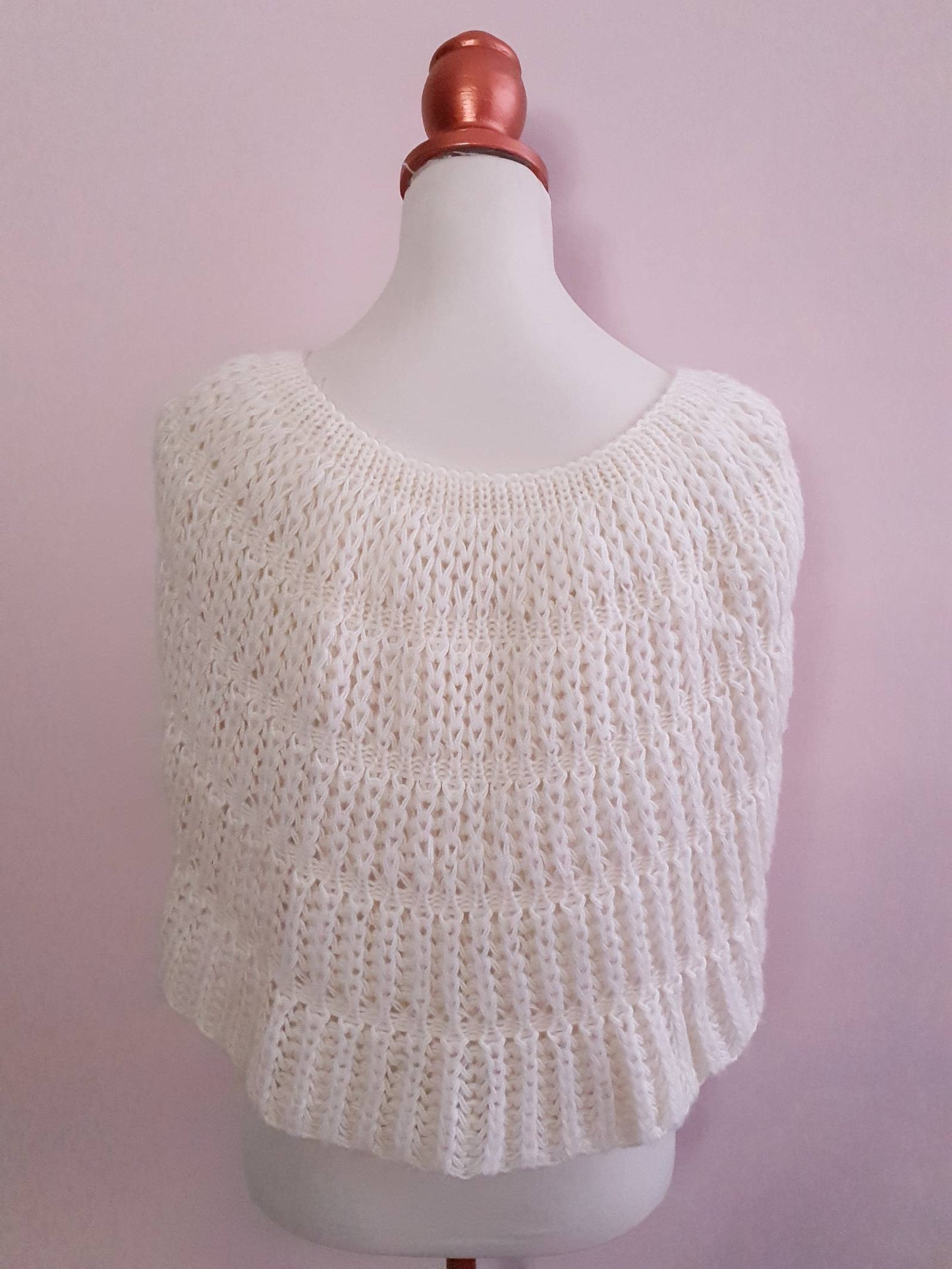 Cute Chic Vintage Cream Chunky Knit Shawl