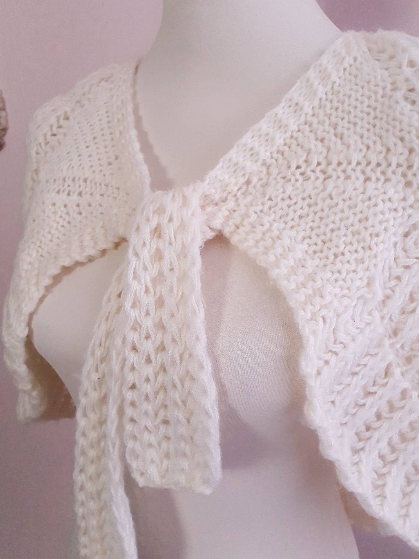 Cute Chic Vintage Cream Chunky Knit Shawl