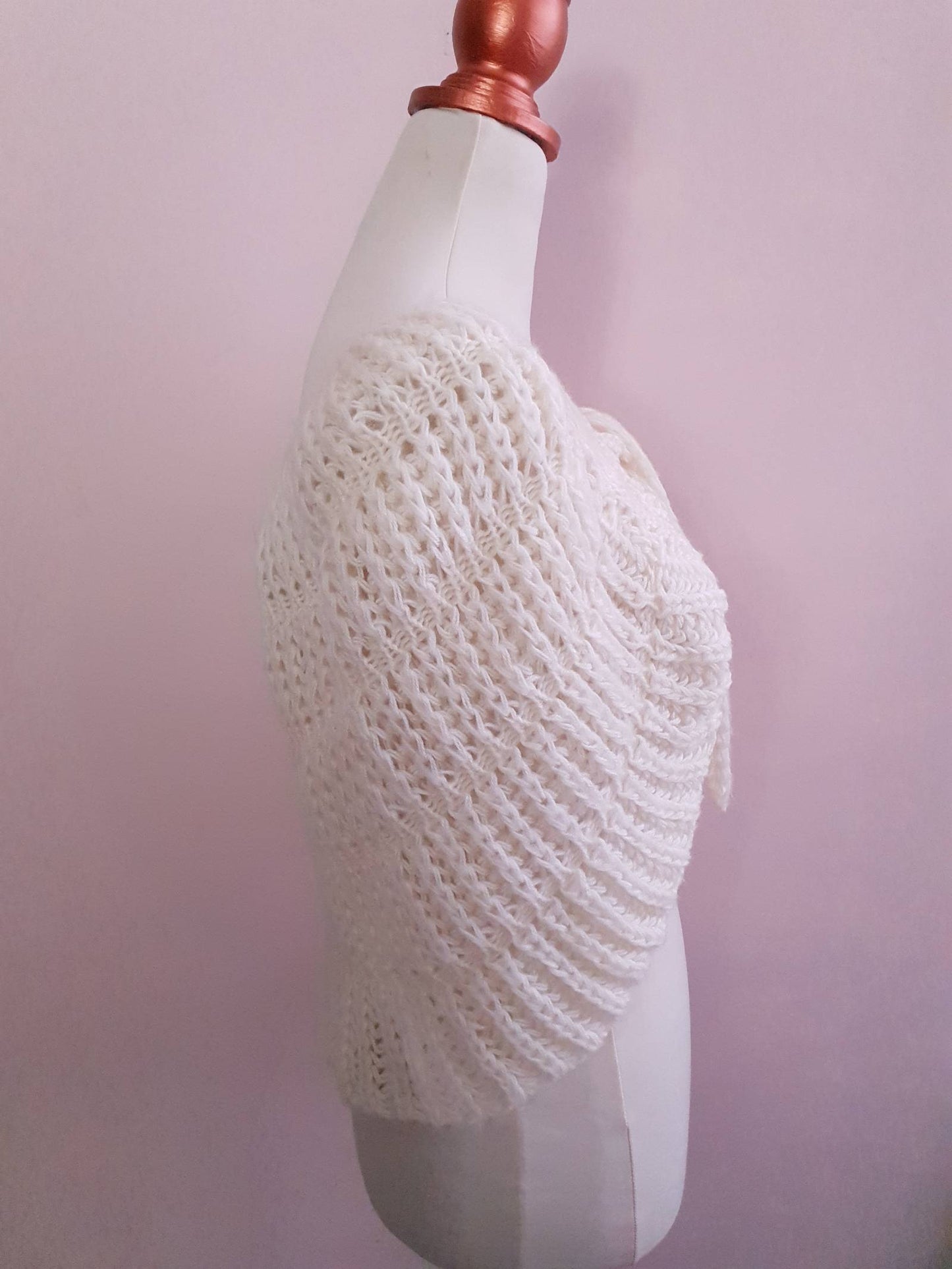 Cute Chic Vintage Cream Chunky Knit Shawl