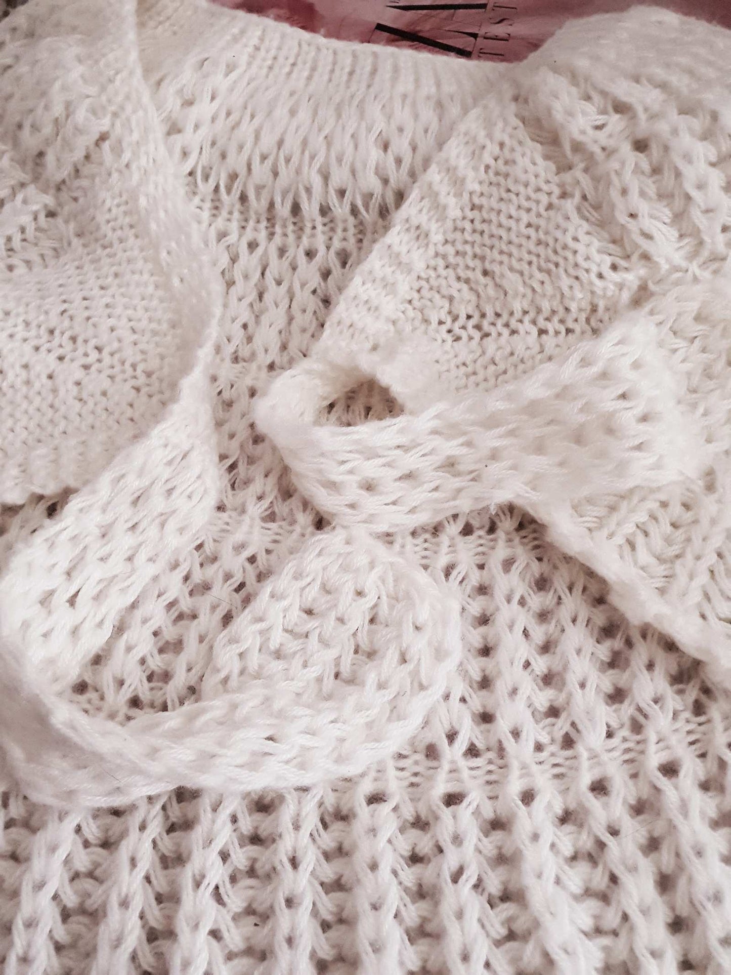 Cute Chic Vintage Cream Chunky Knit Shawl