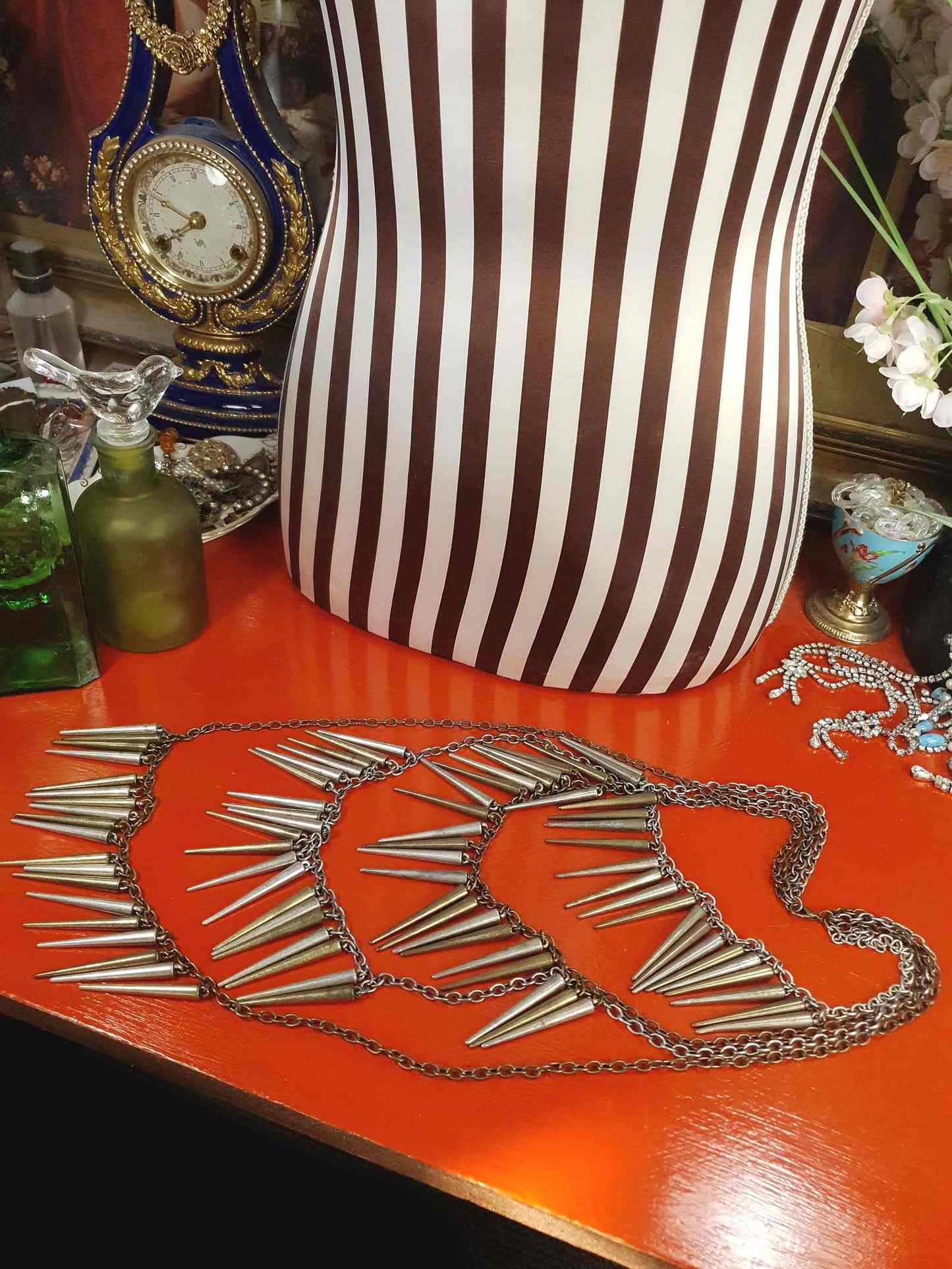 90s Vintage Boho Statement Necklace Four Tiers Artisan Bohemian