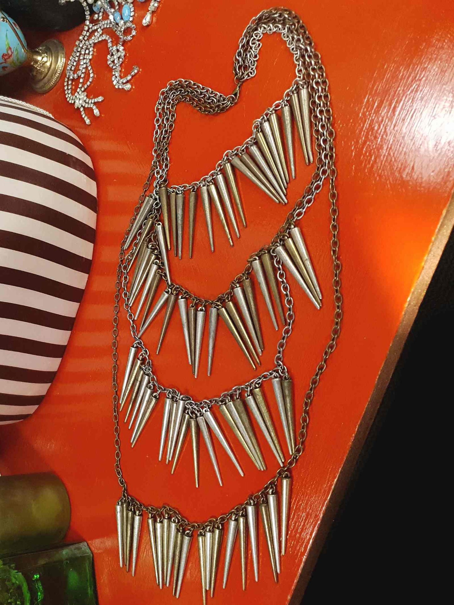 90s Vintage Boho Statement Necklace Four Tiers Artisan Bohemian