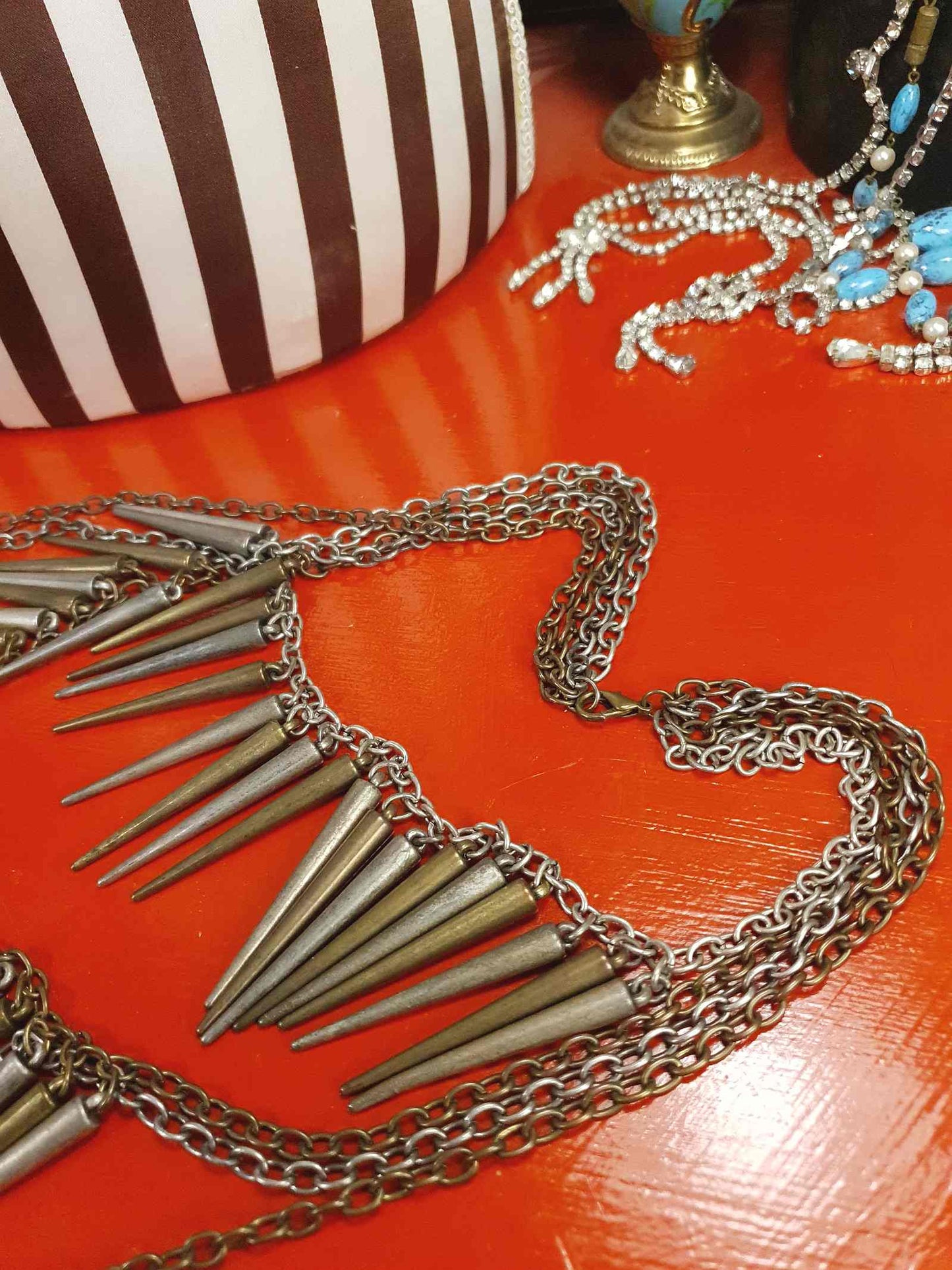 90s Vintage Boho Statement Necklace Four Tiers Artisan Bohemian