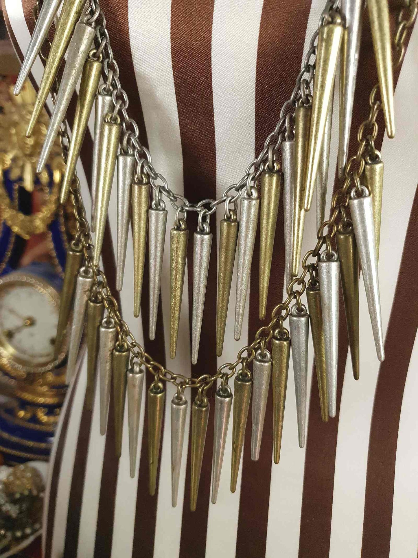 90s Vintage Boho Statement Necklace Four Tiers Artisan Bohemian
