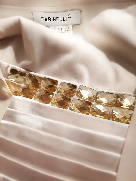 Vintage Cream Silk Satin & Chiffon Dress - Size 12