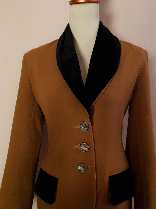 1980s Vintage Arabella Pollen Camel Brown Wool Jacket Blazer- Size 10