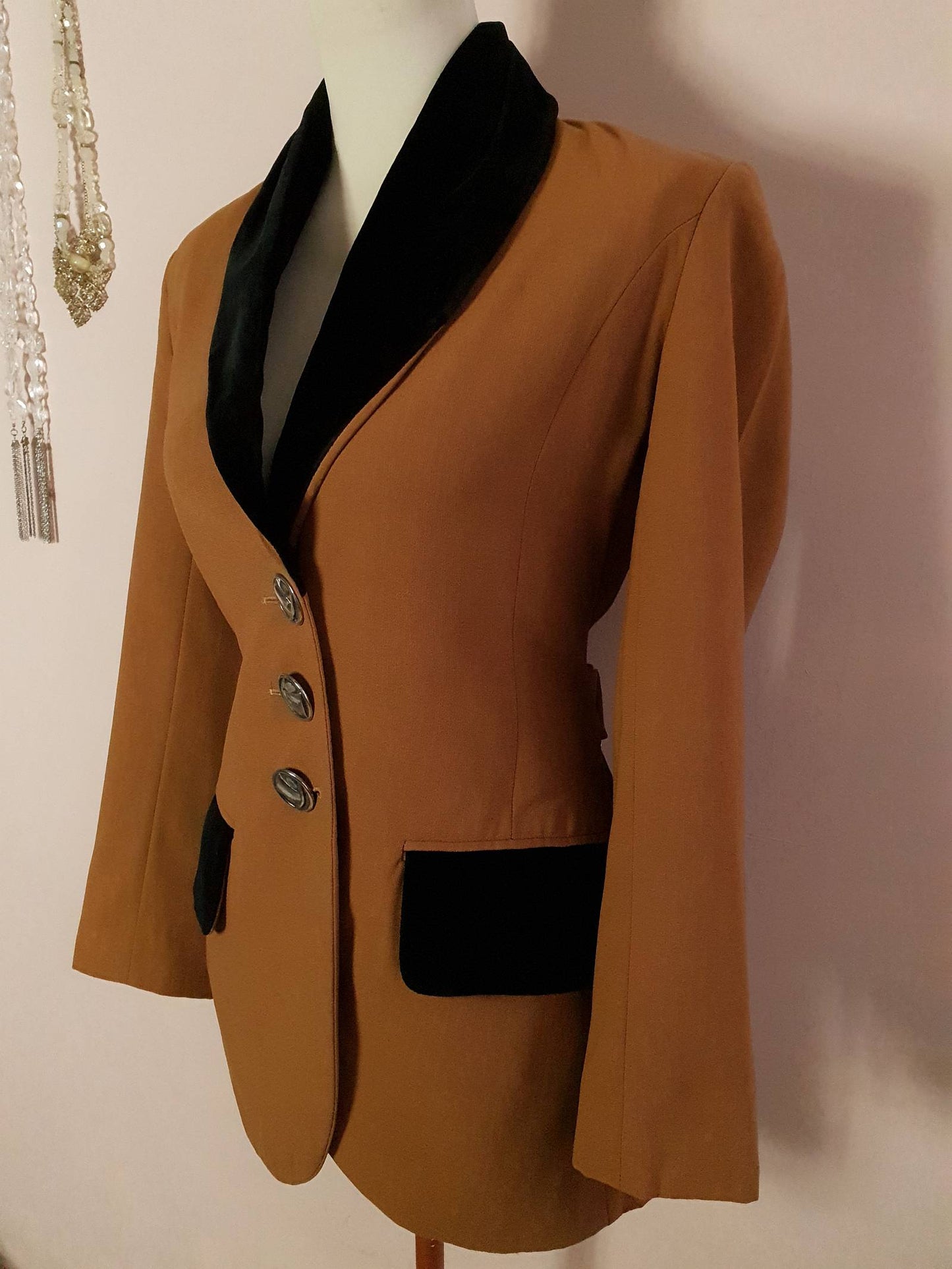 1980s Vintage Arabella Pollen Camel Brown Wool Jacket Blazer- Size 10