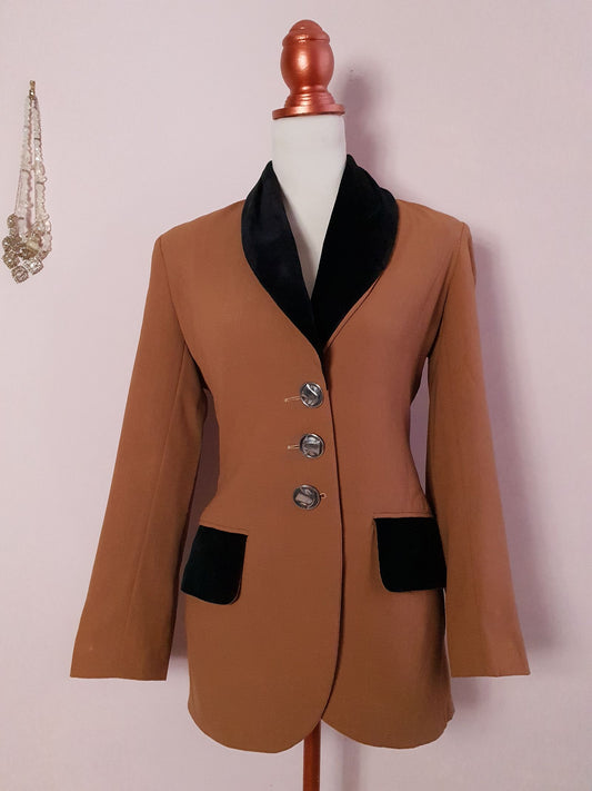 1980s Vintage Arabella Pollen Camel Brown Wool Jacket Blazer- Size 10
