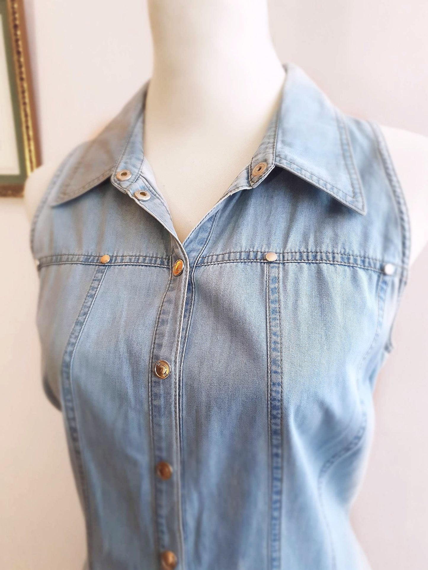 90s Vintage Betty Barclay Denim Day Dress - Size 16
