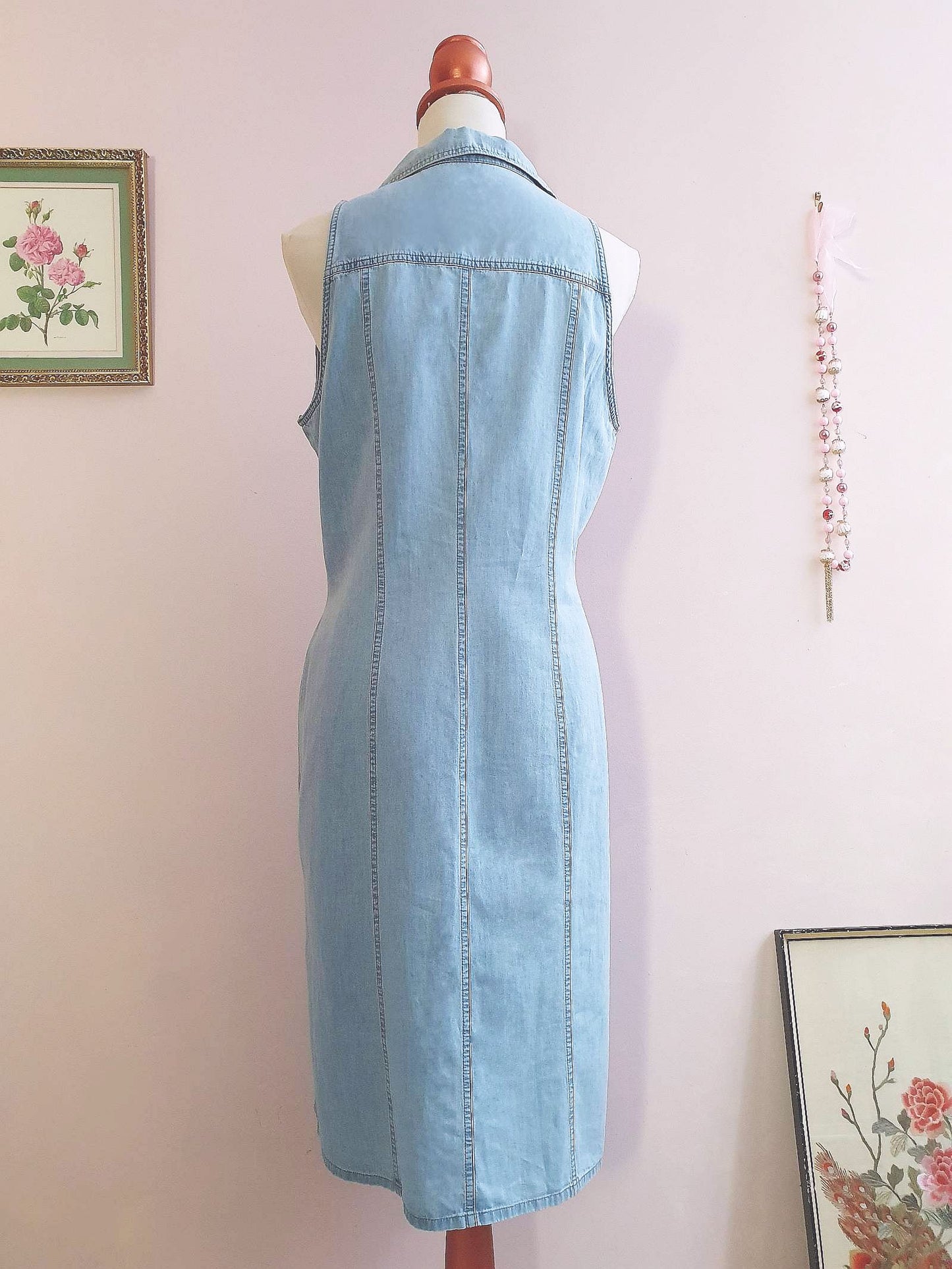 90s Vintage Betty Barclay Denim Day Dress - Size 16