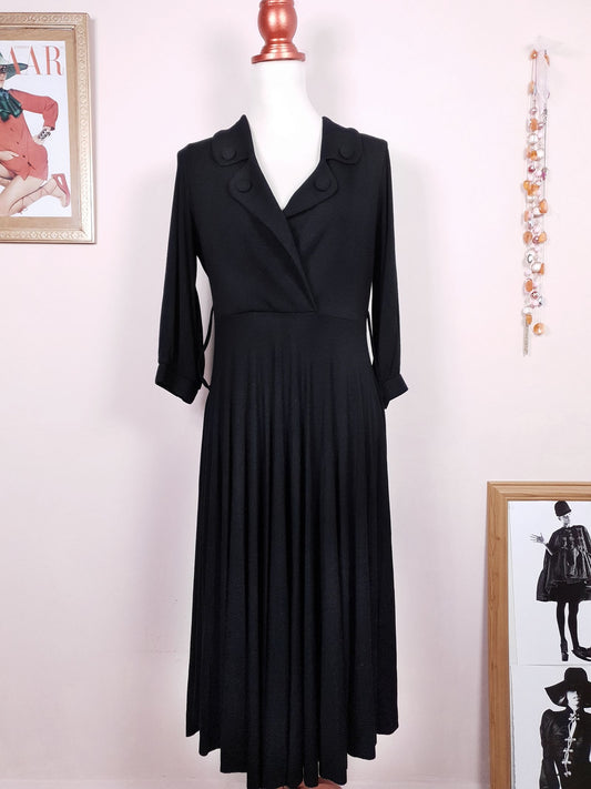 Beautifully Classic Y2K Black by Black Coffee Midi Dress - Size 10
