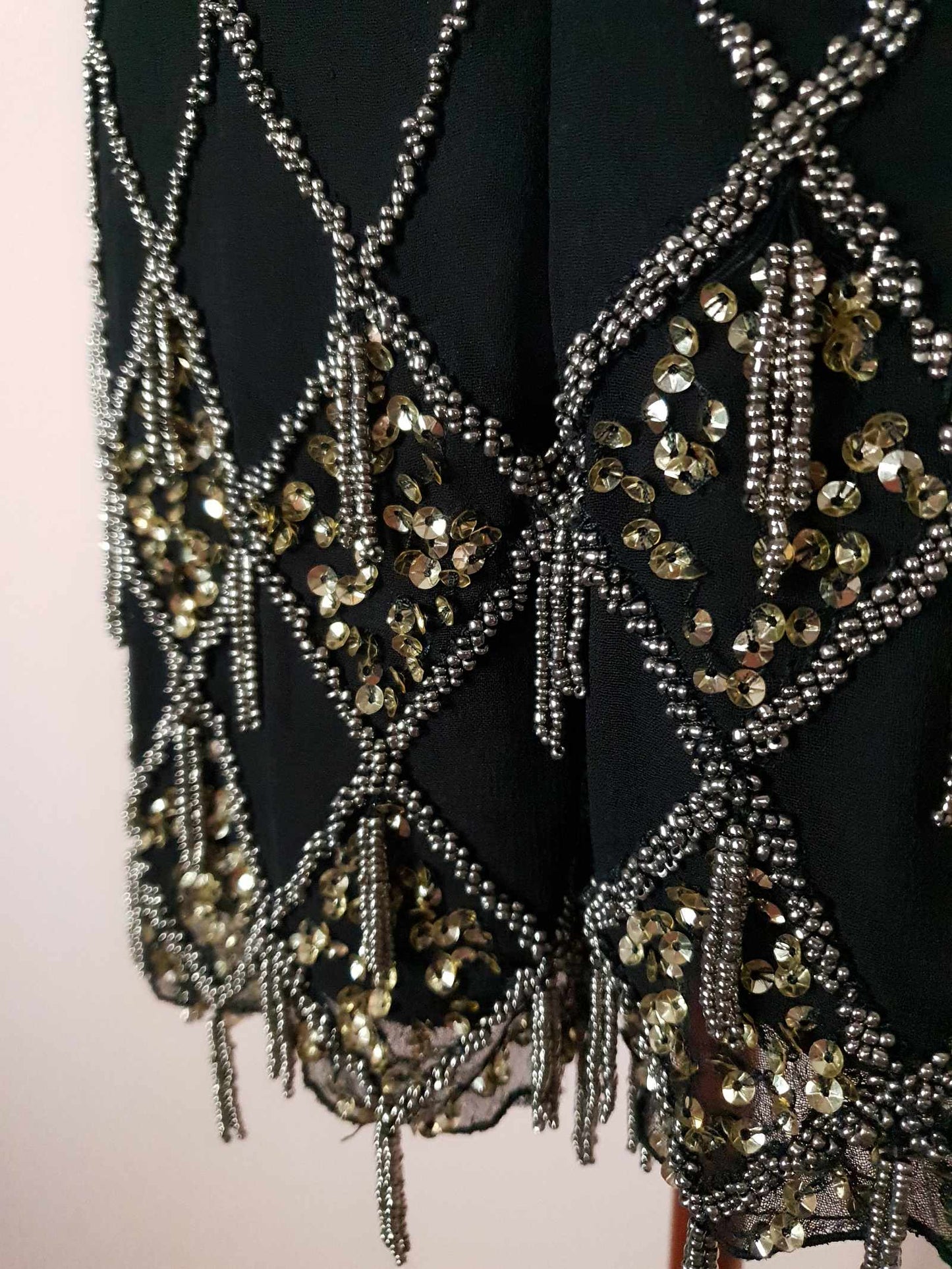 Pre-Owned Black Chiffon Sequin Shorts - Size 8