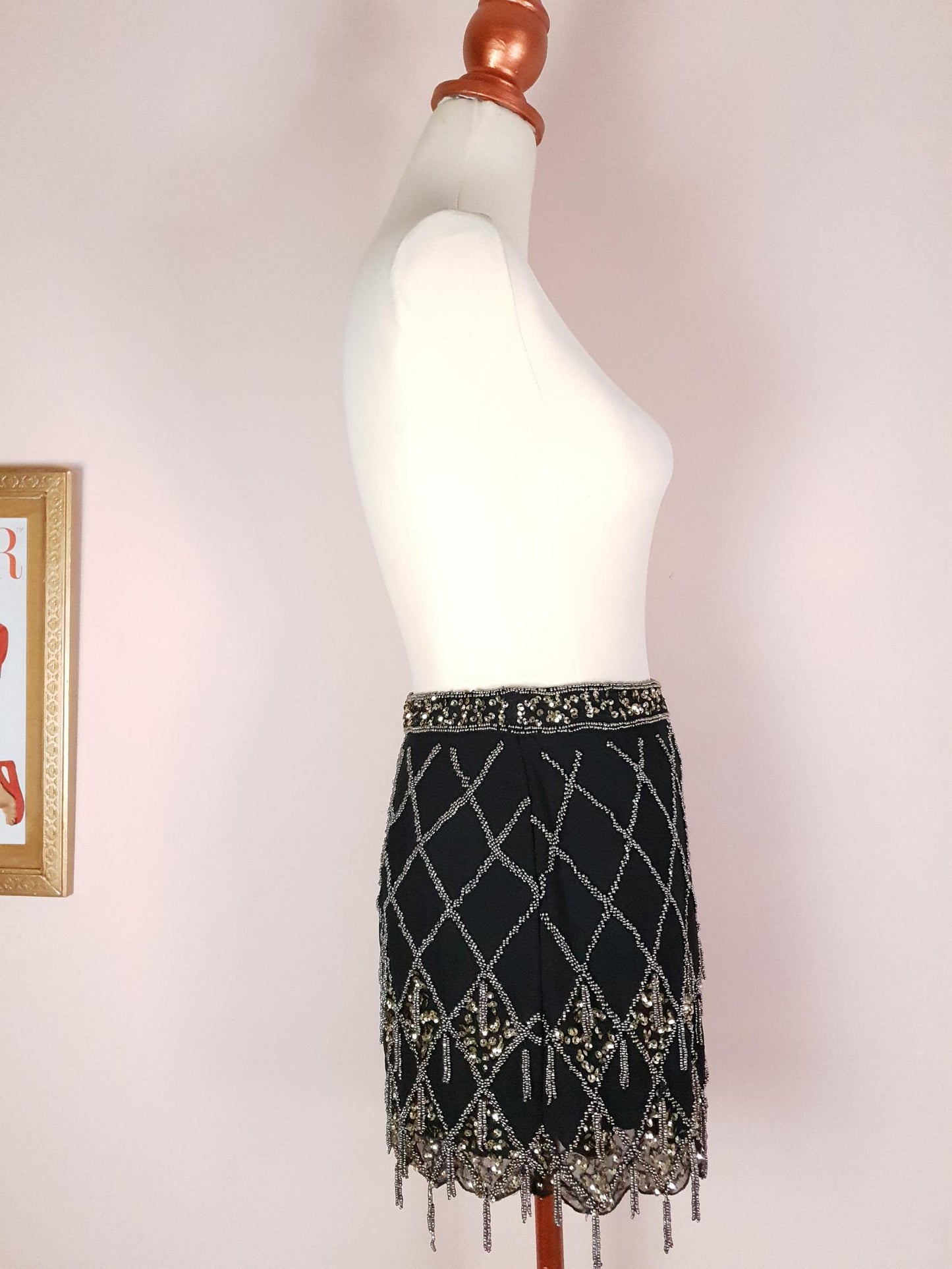 Pre-Owned Black Chiffon Sequin Shorts - Size 8