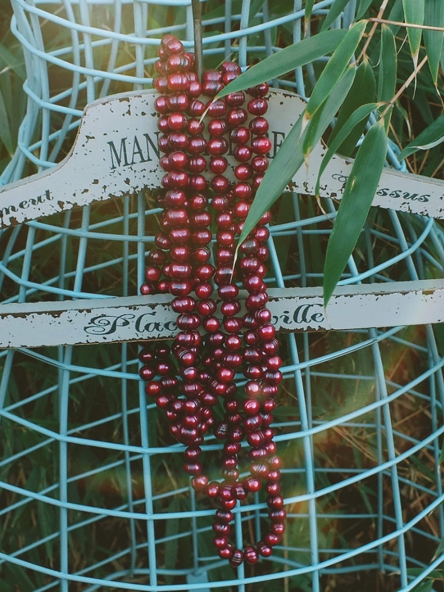 Pre-Loved Long String Of Japanese Freshwater Cranberry Pearls -  Flapper Pearl Necklace