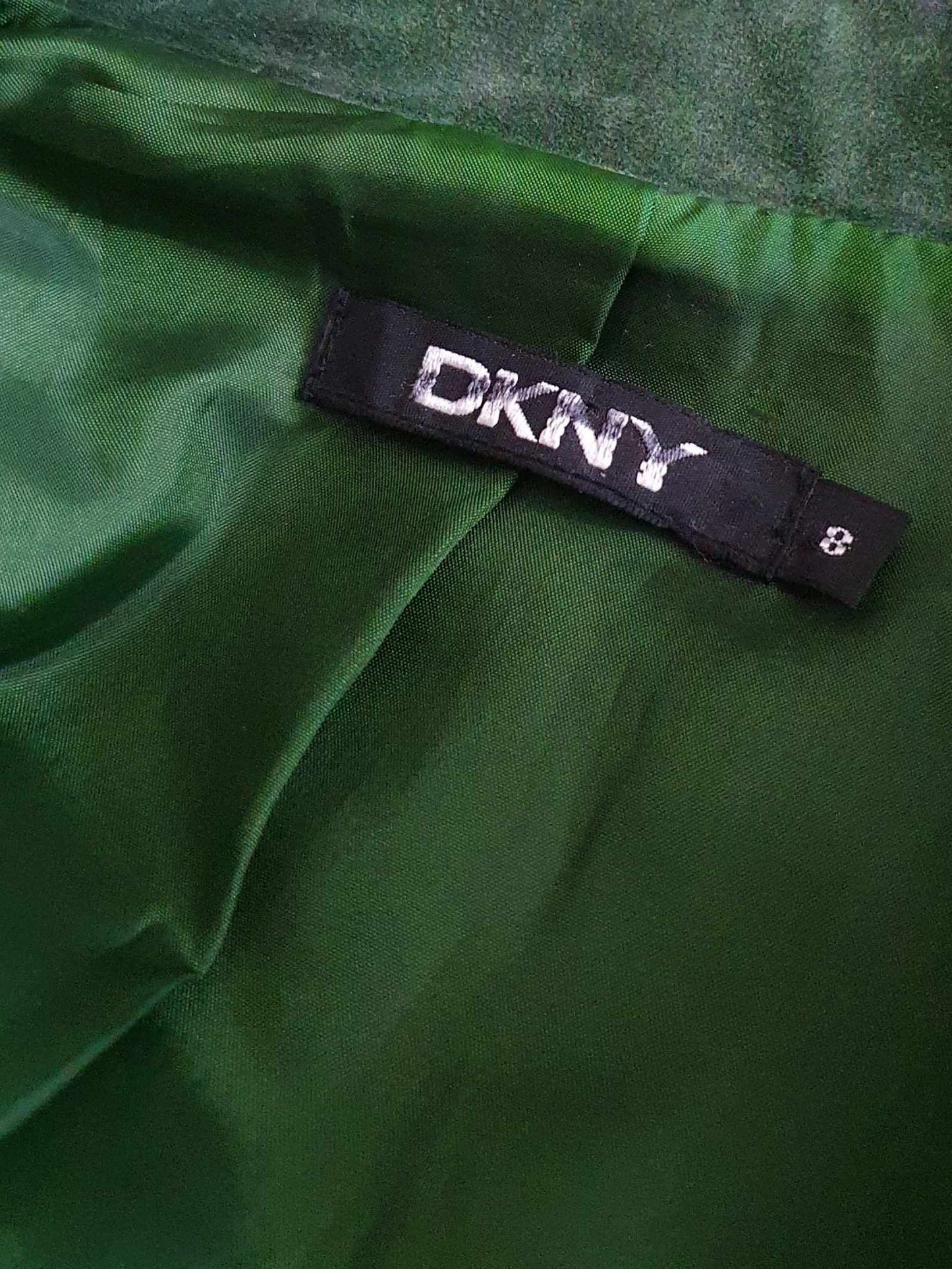 Vintage Donna Karan DKNY Dark Green Suede Leather Jacket - Size 12