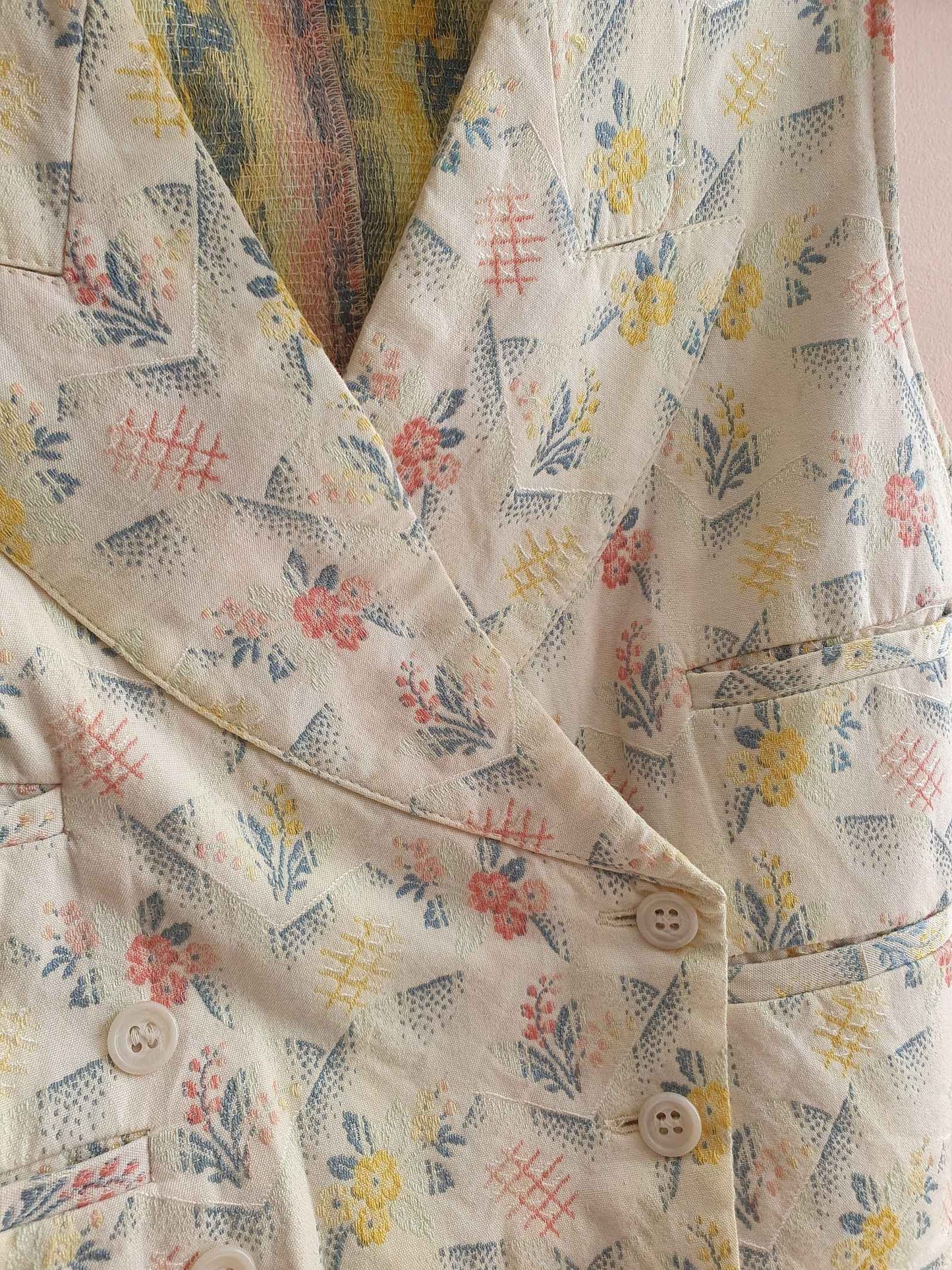 Vintage 1980s Emporio Armani Bohemian Floral Waistcoat - Size 12