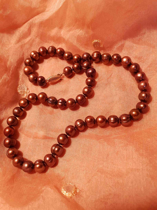 Pre-Loved Chocolate Brown Japanese Freshwater Pearl Necklace
