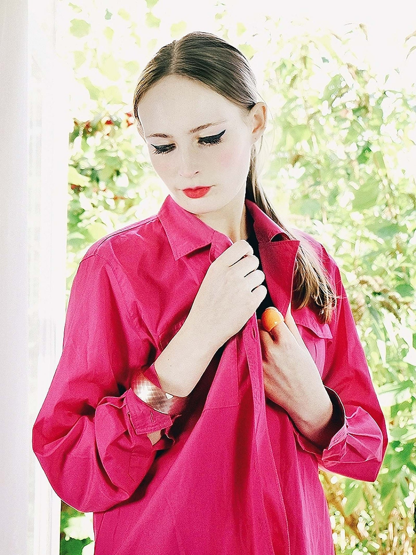 Oversize 1980s Vintage Cerise Pink Jaeger Shirt - English Classics Size 16