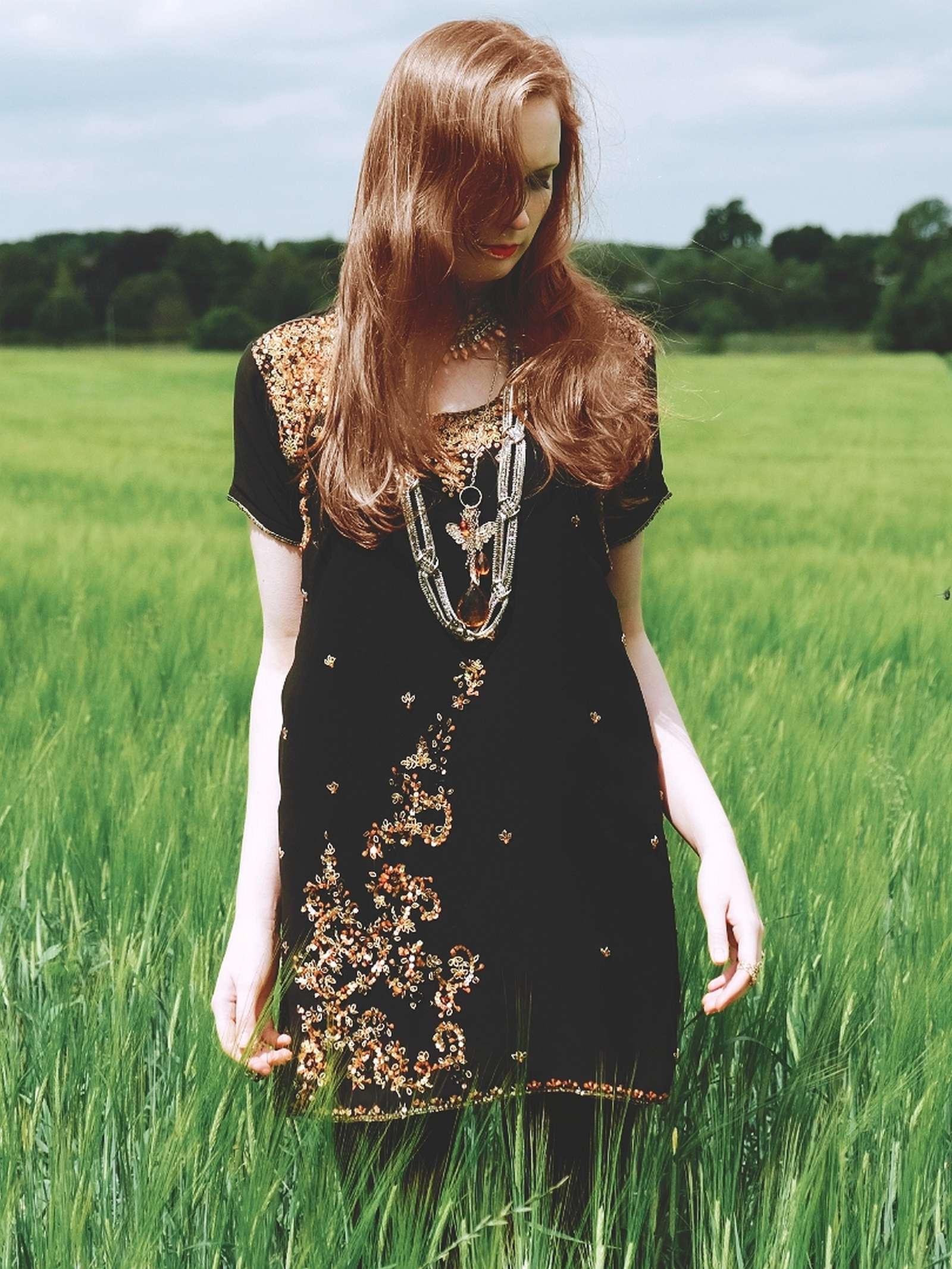 Vintage 1980s Black Chiffon Beaded Kaftan Boho Mini Dress - Size 14 Vintage 1980s Black Chiffon Beaded Kaftan Boho Mini Dress - Size 14