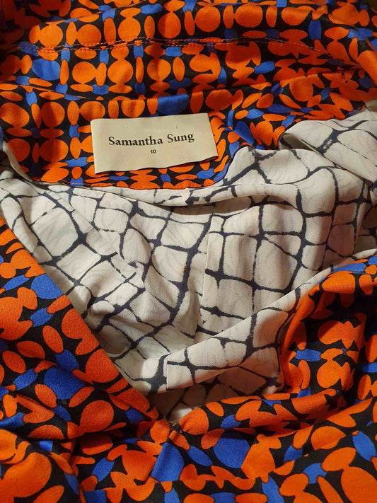 Pre-Loved Orange and Blue Samantha Sung Dress - Size 14