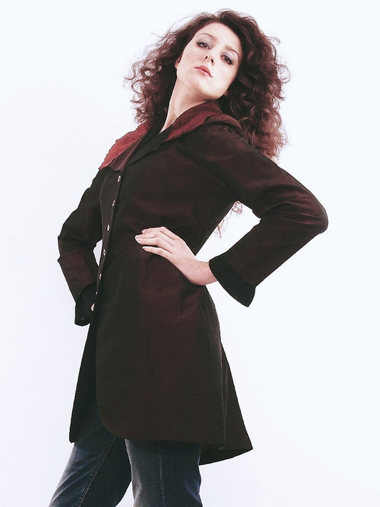 Vintage 1980s Burgundy/Brown Opera Evening Coat - Size 16/18
