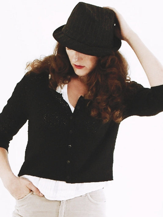 90s Vintage Grey Pinstripe Trilby Hat Fedora