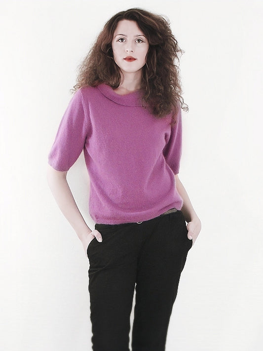 Vintage Laura Ashley Lilac Jumper Lambswool Angora Size 18