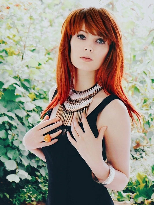 Vintage 90s Egyptian Style Necklace Choker Boho Brass White Bead Ethnic