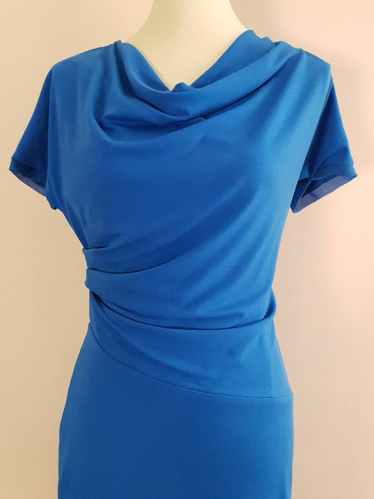 Blue Draped Midi Dress - Size 12