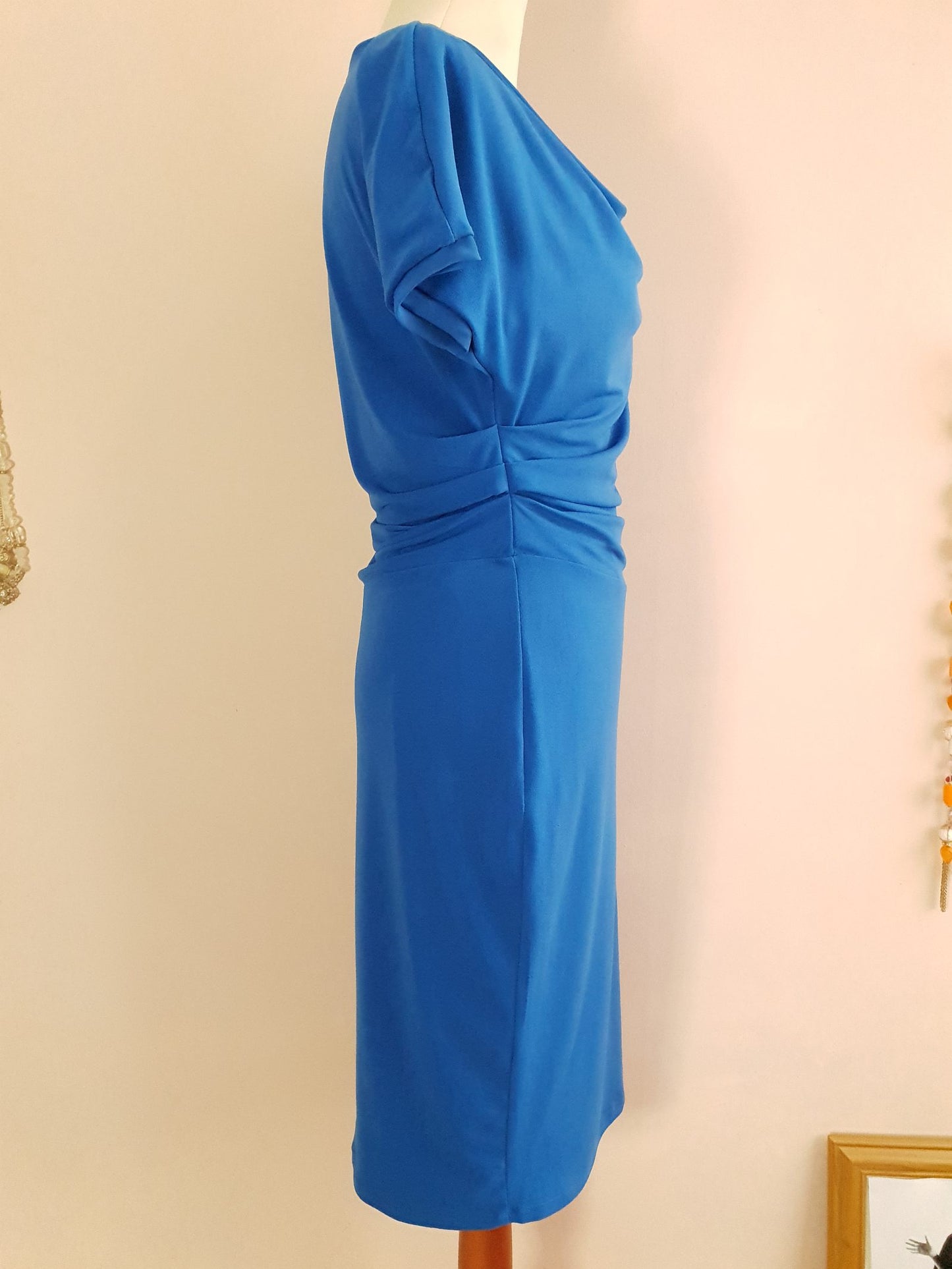 Blue Draped Midi Dress - Size 12