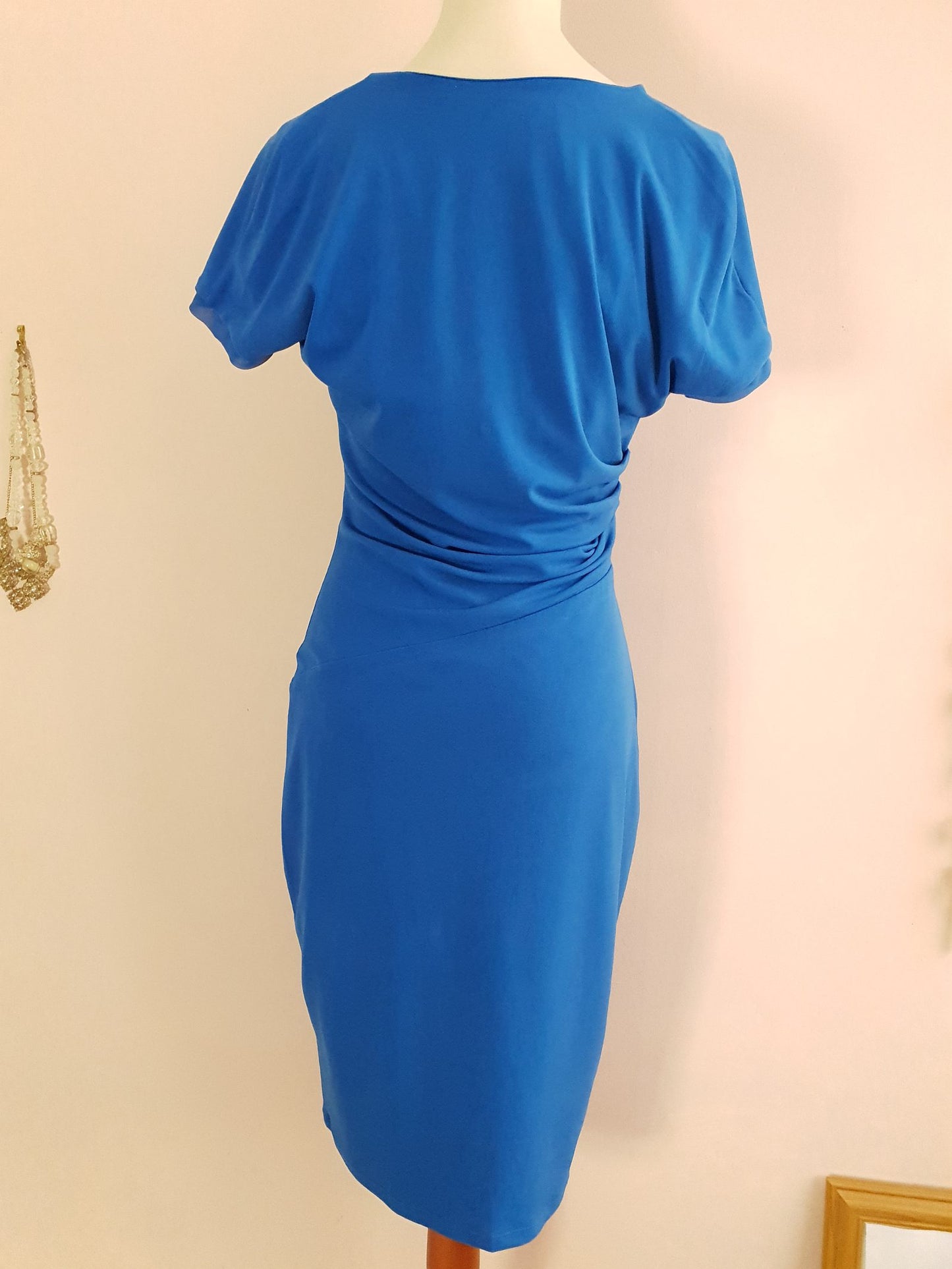 Blue Draped Midi Dress - Size 12