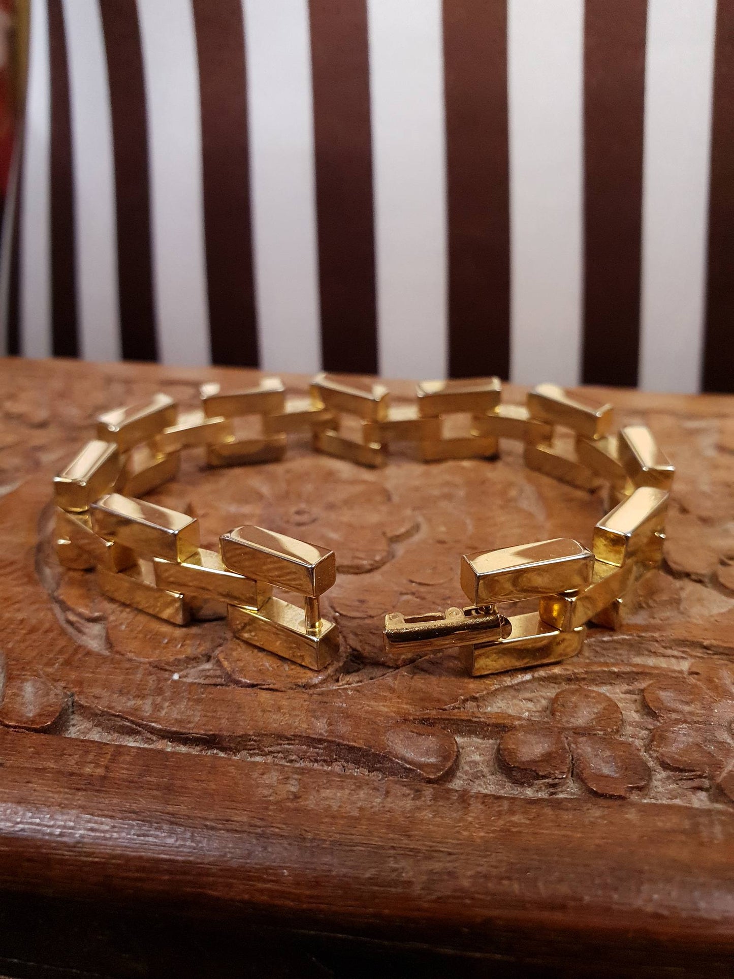 Vintage 1950s 18K Gold RGP Tank Bracelet Modernist MCM - Rolled Gold Plated