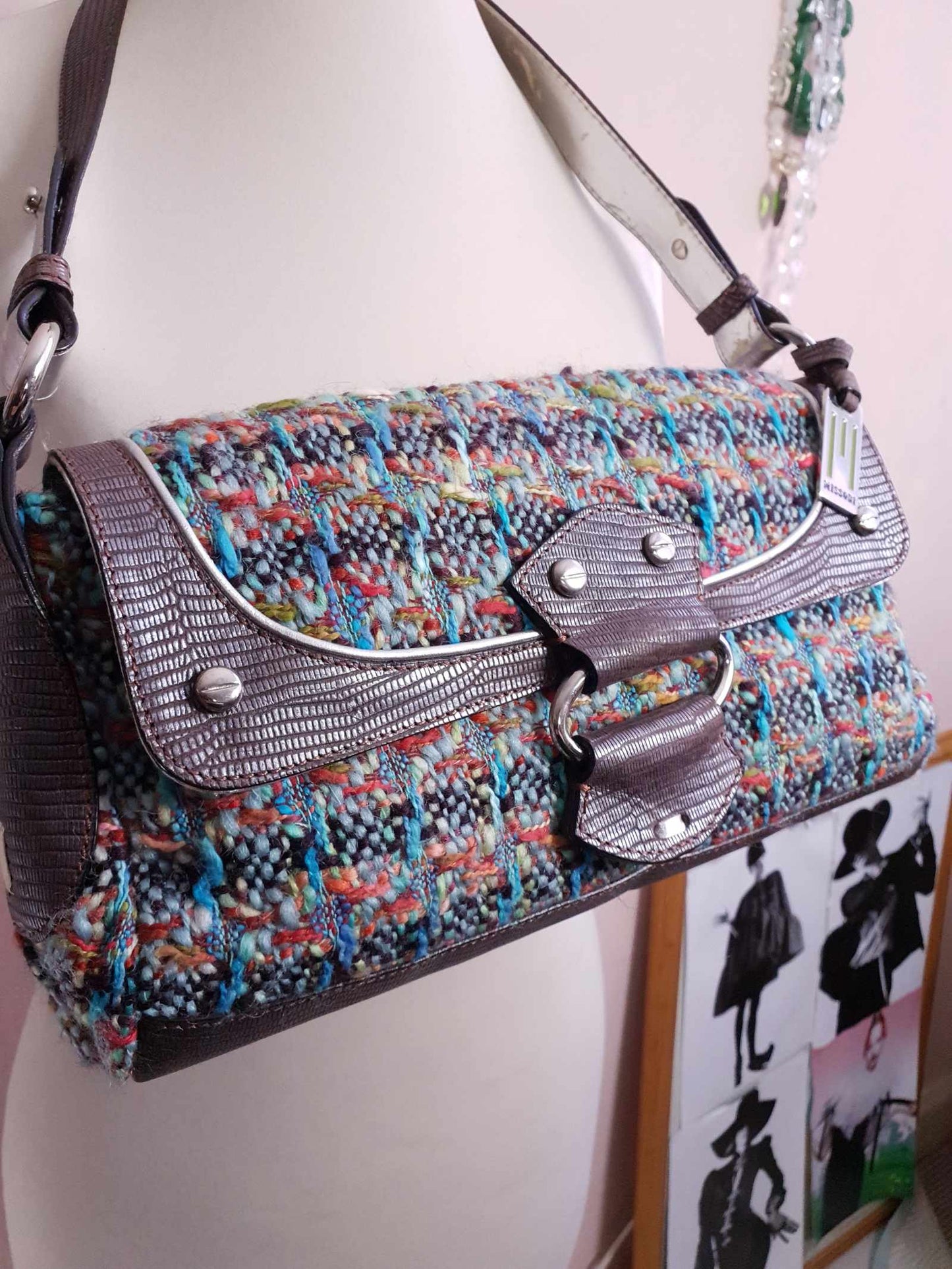 Pre-owned Missoni Tweed & Leather Handbag Shoulder Bag