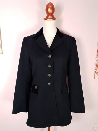 English Classics - Vintage 1990s Mulberry Black Wool and Velvet Jacket Blazer - Size 12/14