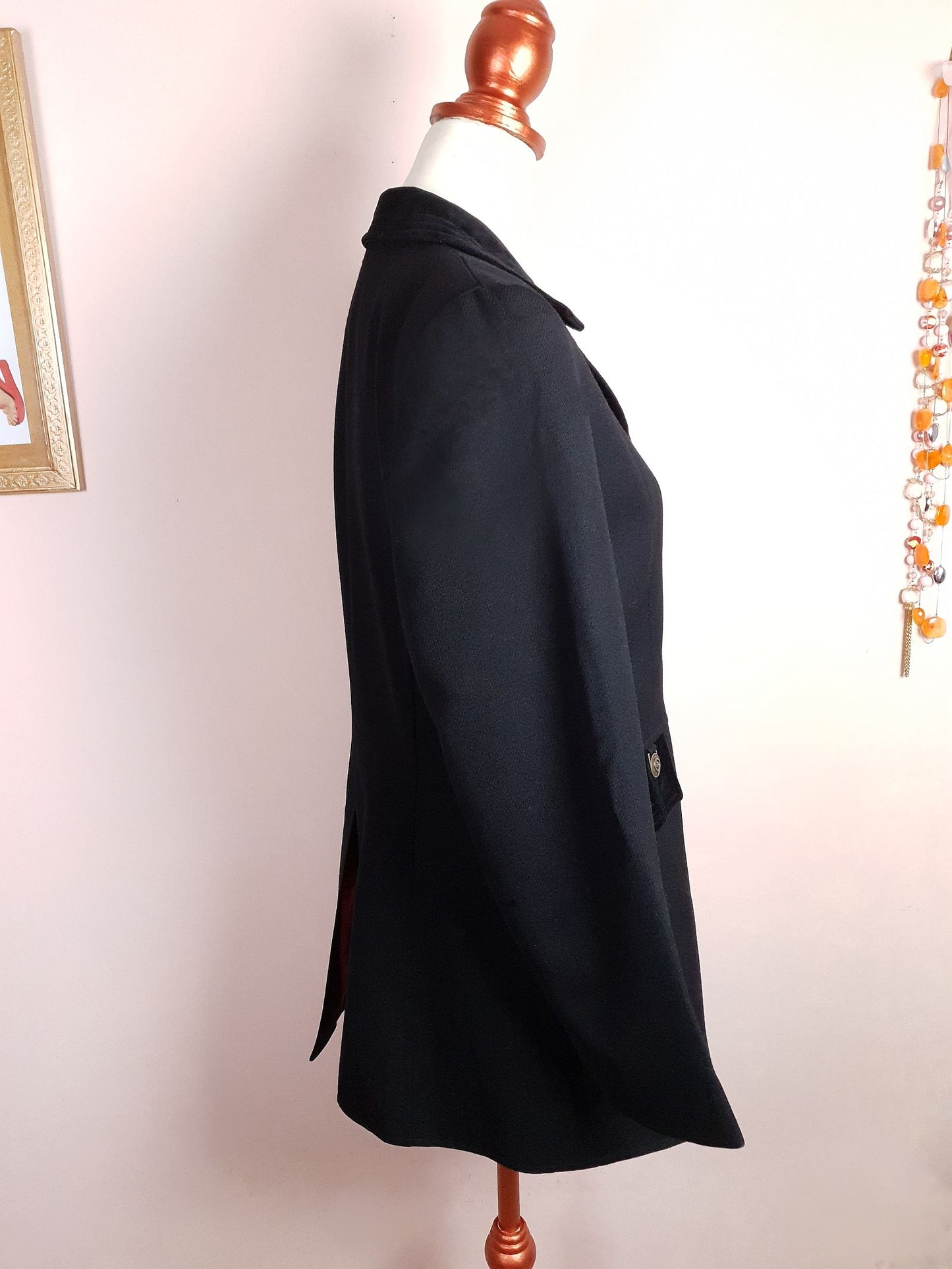 English Classics - Vintage 1990s Mulberry Black Wool and Velvet Jacket Blazer - Size 12/14