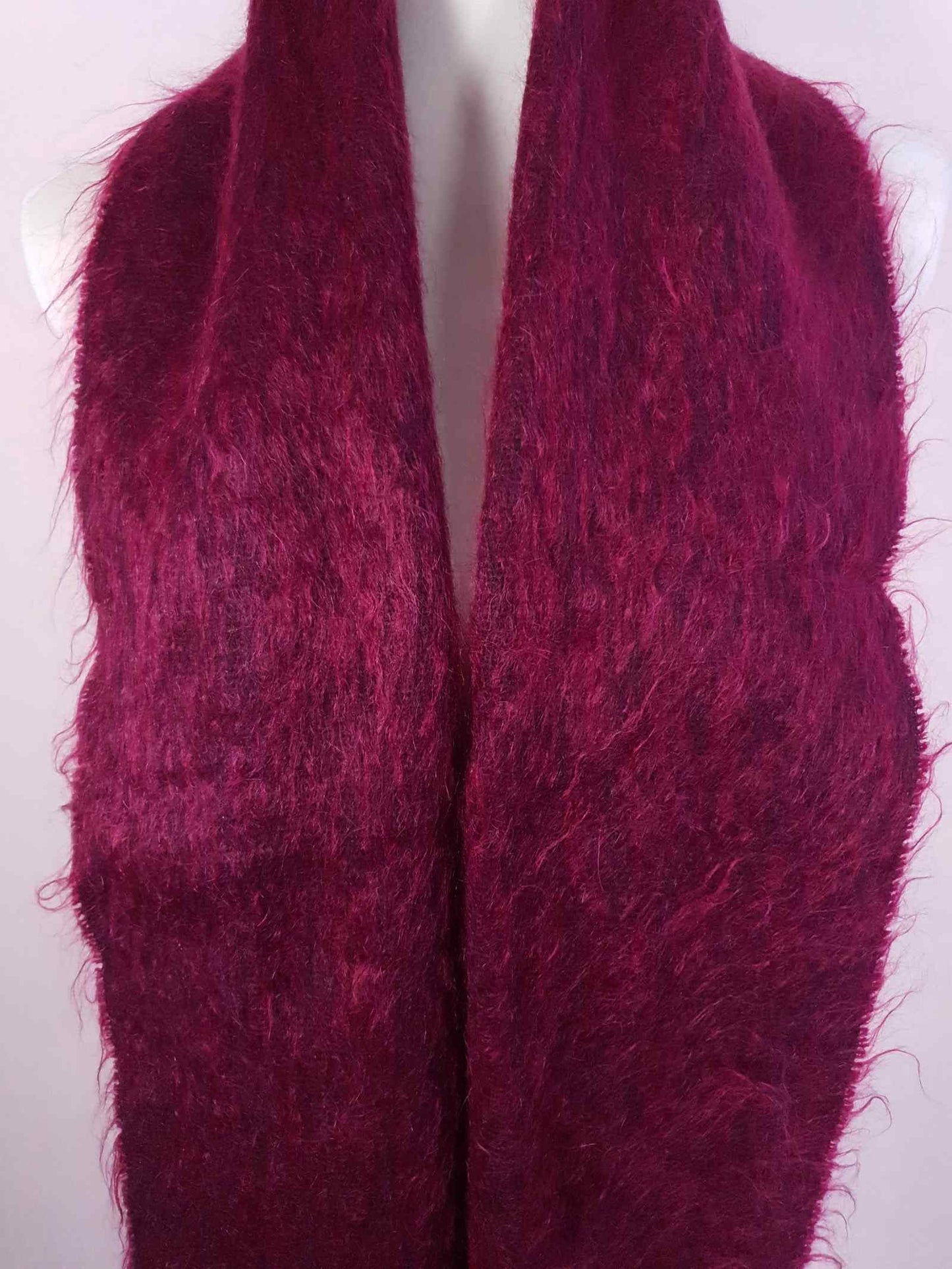 English Classics - Pre-Loved Vintage Beautiful Mulberry Mohair Maroon Scarf