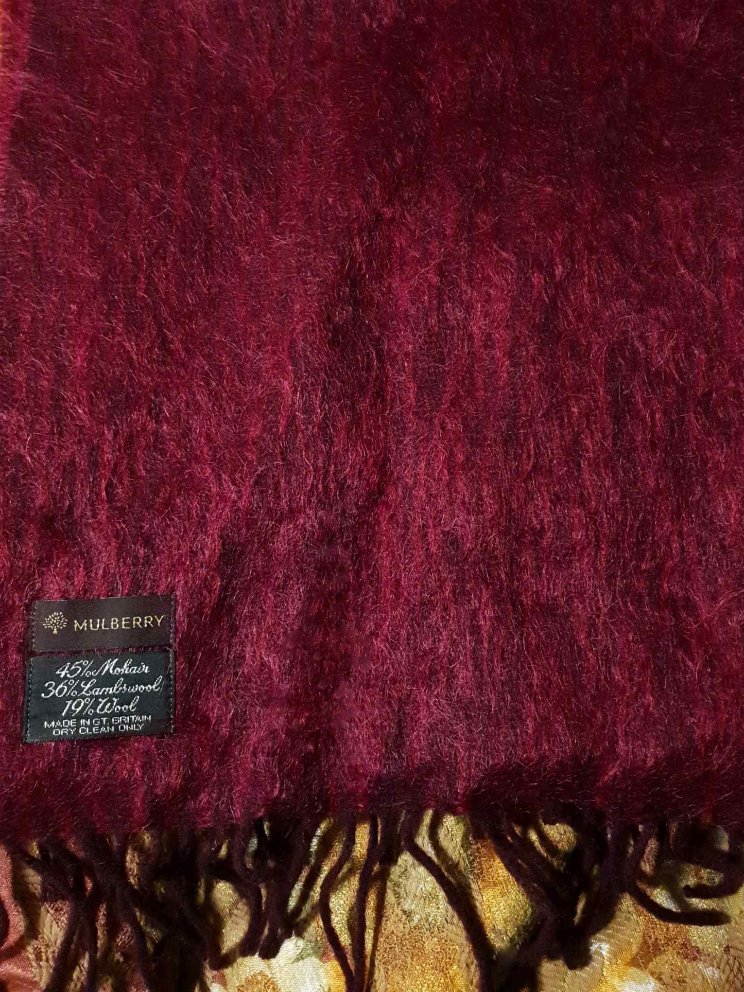 English Classics - Pre-Loved Vintage Beautiful Mulberry Mohair Maroon Scarf