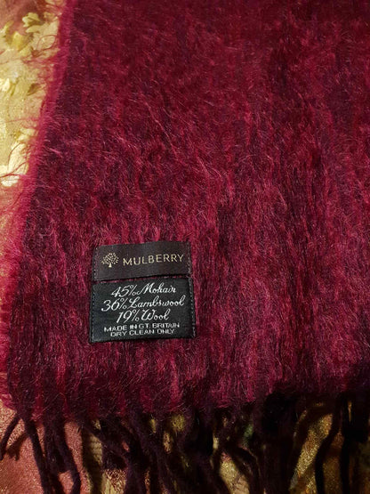 English Classics - Pre-Loved Vintage Beautiful Mulberry Mohair Maroon Scarf