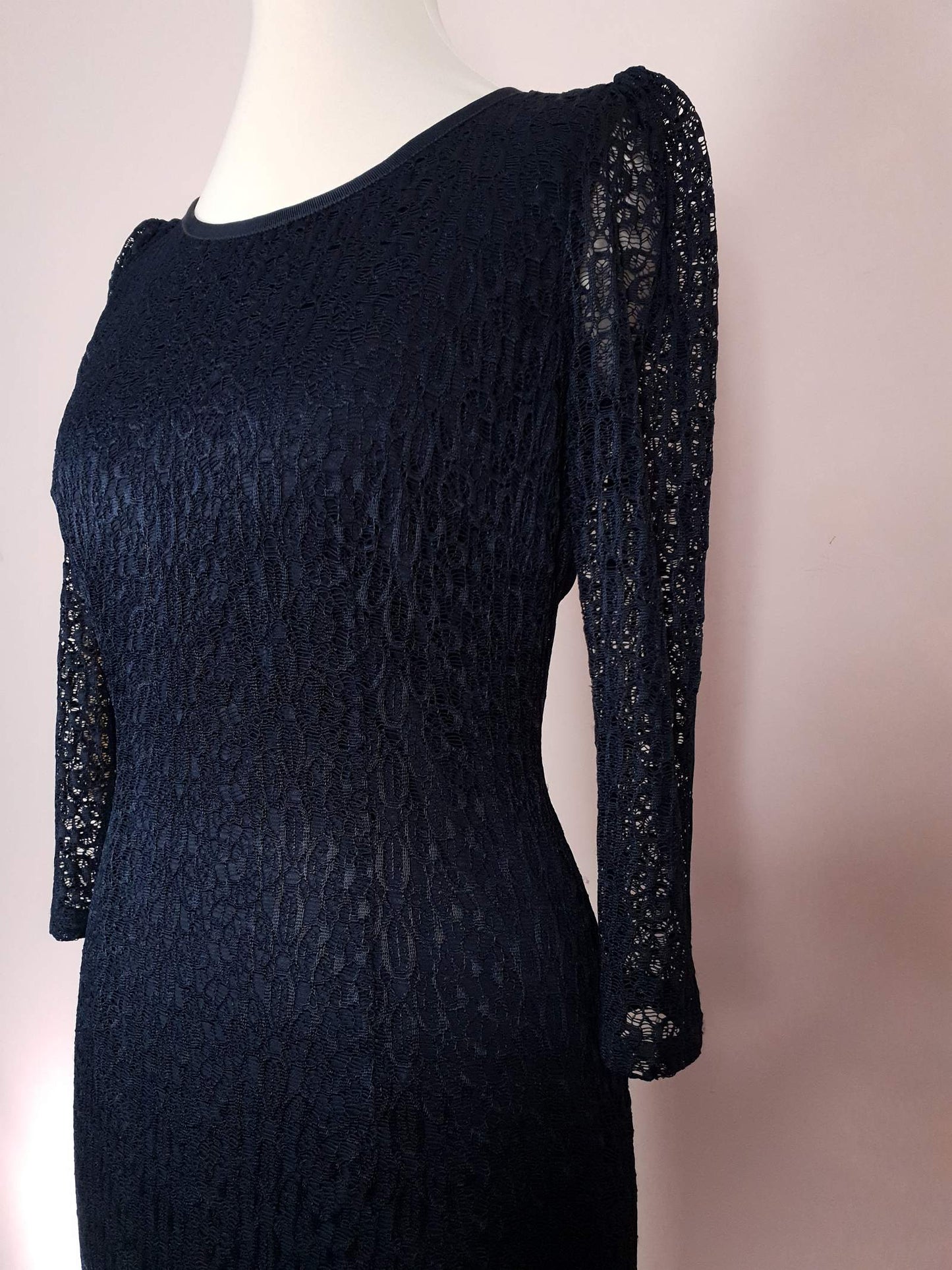 Alice Temperley Lace Dress Navy Blue Size 6 Midi - Pre-Owned
