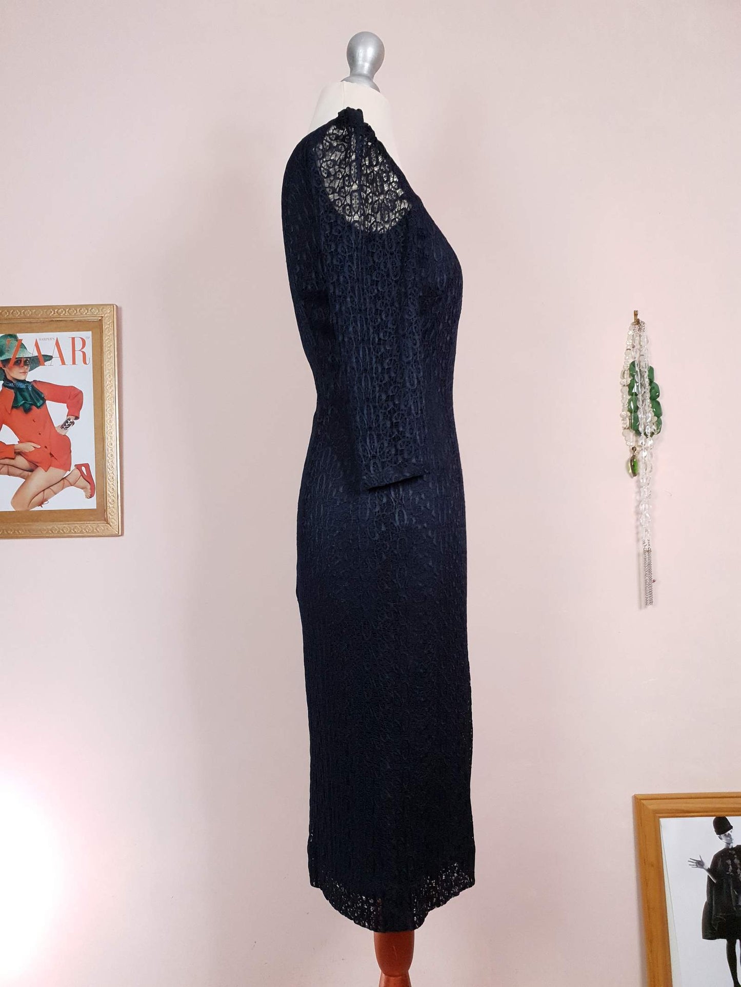 Pre-Owned Alice Temperley Navy Blue Lace Dress Size 6 Midi