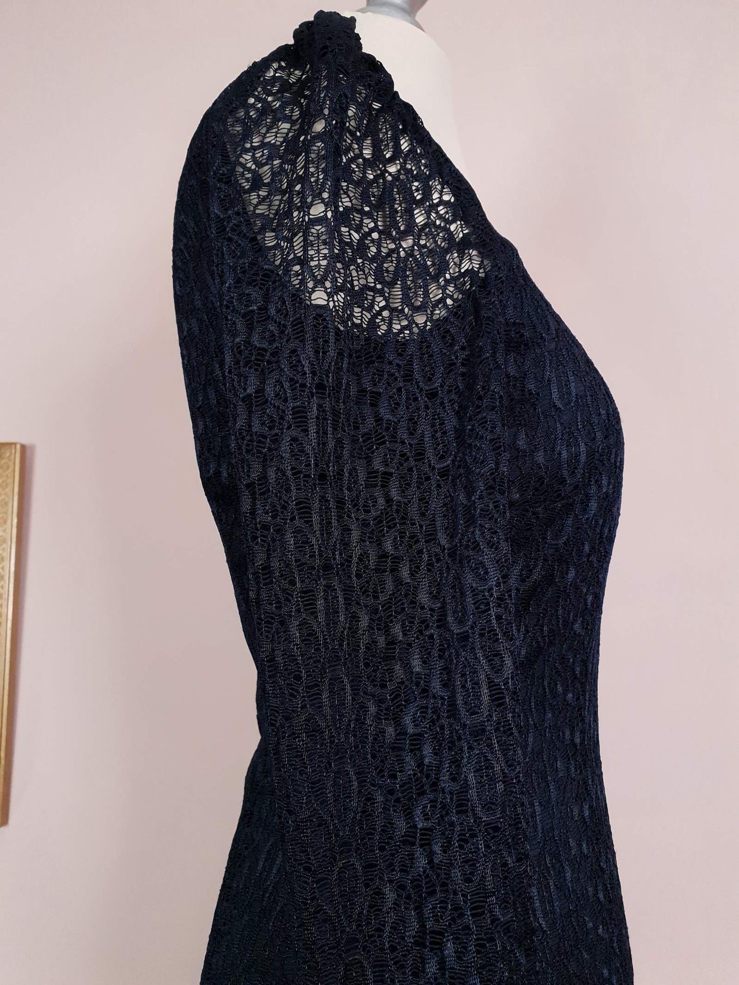 Alice Temperley Lace Dress Navy Blue Size 6 Midi - Pre-Owned